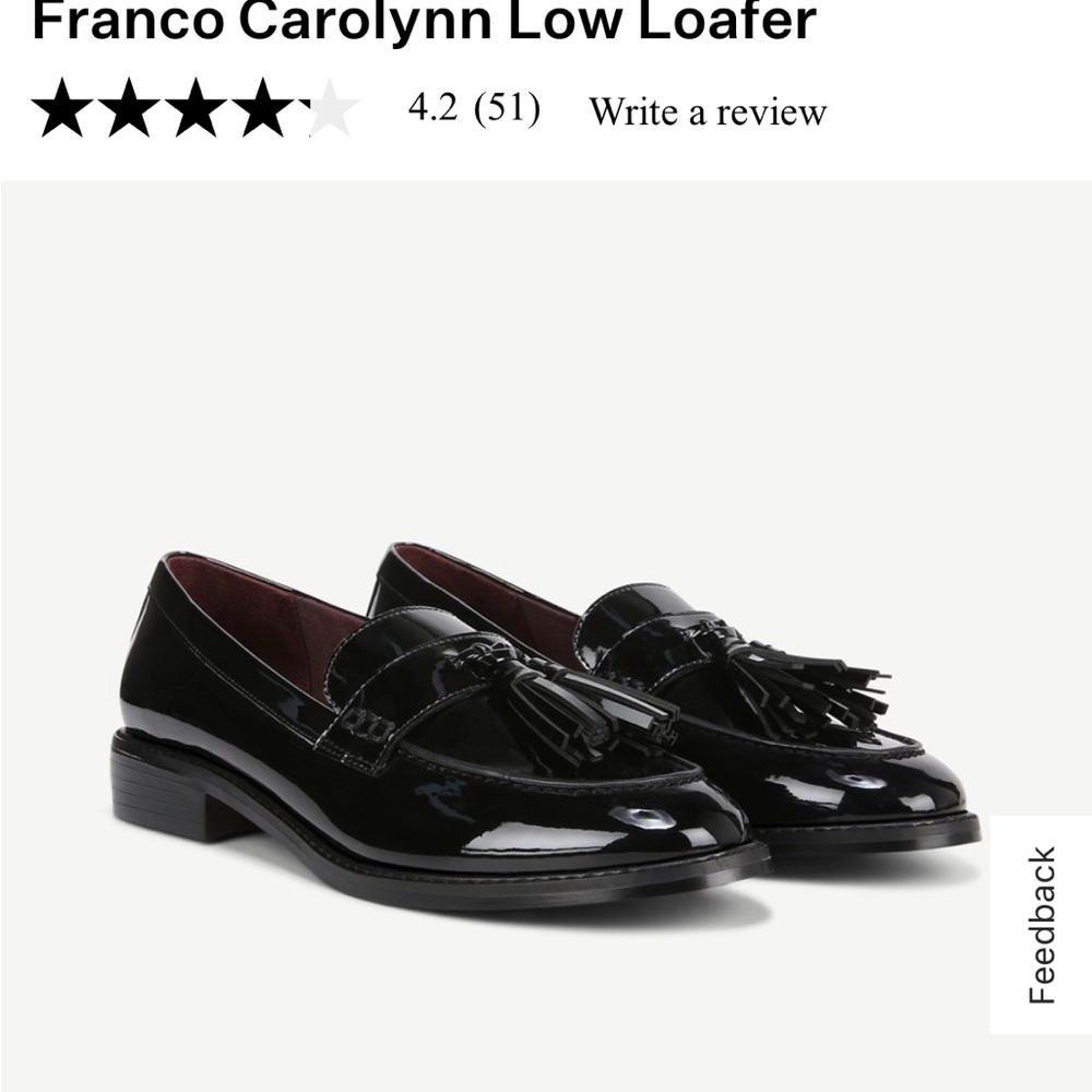 Franco Sarto Carolynn Black Faux Leather Loafers 8.5W